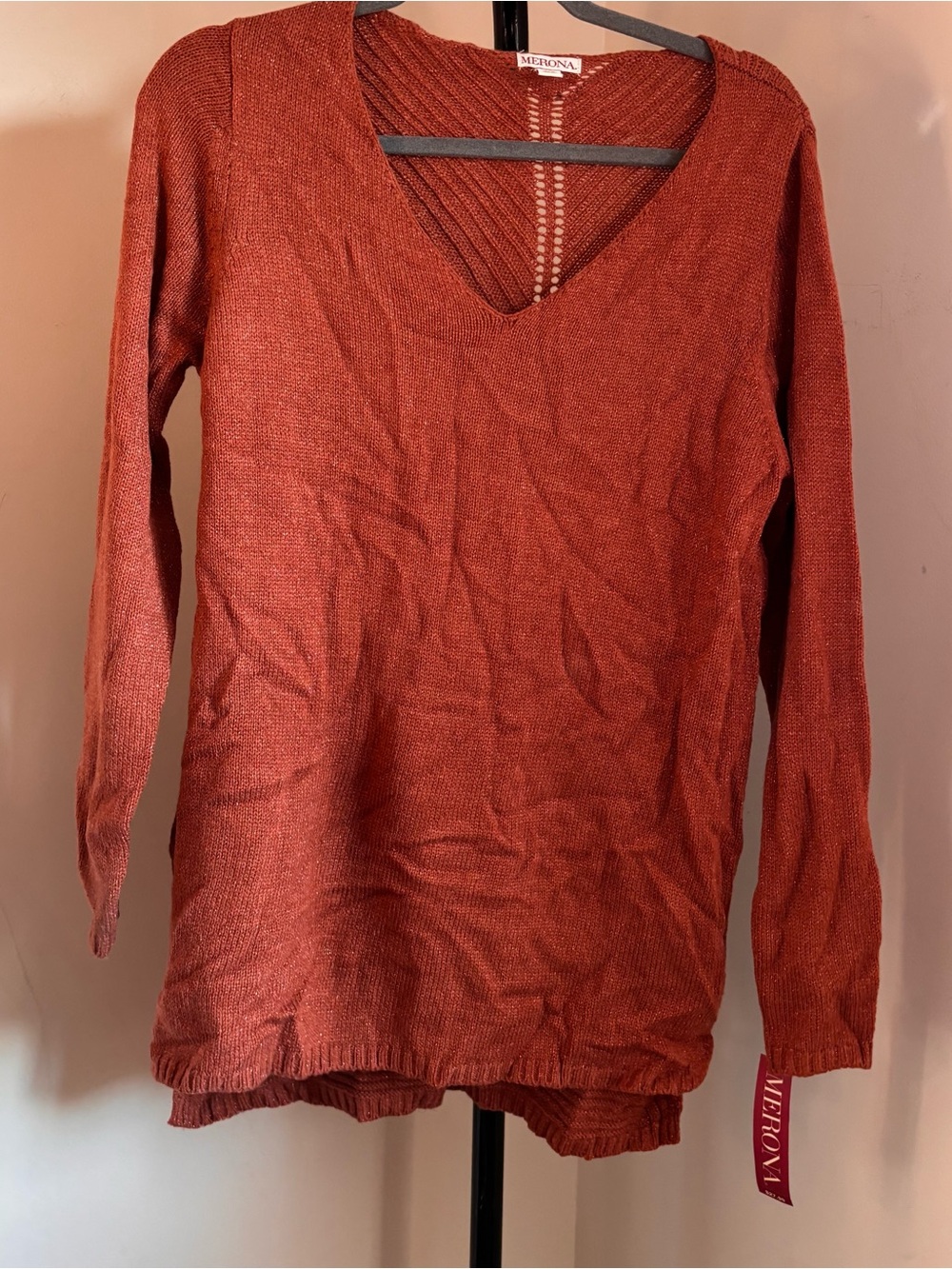 Merona Women's Burnt Orange V-Neck Knit Sweater